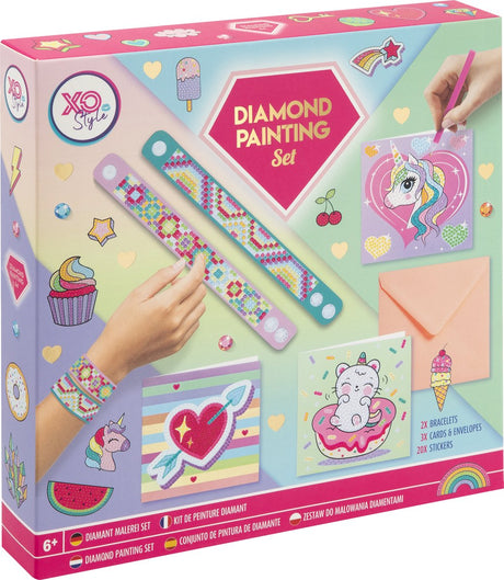 Moxy Diamant-Malset – kreatives Bastelset für Kinder – ab 6 Jahren – inklusive Zubehör und bunten Steinen – Armbänder basteln – Diamant-Malkarten – Diamant-Malaufkleber