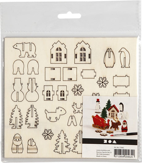 Creativ Company DIY Holzfiguren, Weihnachten, L: 15,5 cm, B: 17 cm, Stärke 3 mm, 1 Box