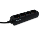 Equip 333281 Steckdosenleiste mit 4 Ausgängen, 1,1 m, Typ F, schwarz, 4 AC-Ausgänge, 100–240 V, 50–60 Hz