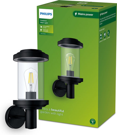 Philips listra wandlamp - zwart - e27