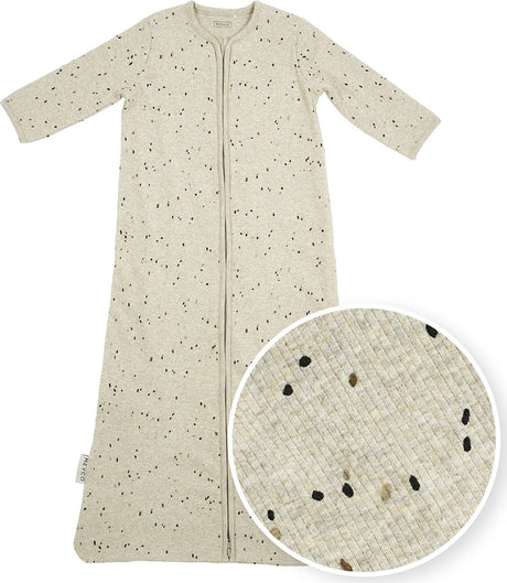 Meyco Baby Rib Mini Spot Babyschlafsack mit Ärmeln – Sand Melange – 110 cm – 1,0 Tog