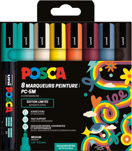 Posca uni paintmarker pc-5m | 1 | 8 - 2 | 5 mm | etui van 8 stuks in geassorteerde retro kleuren