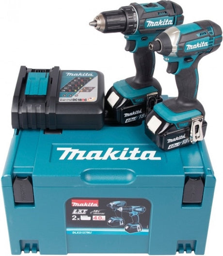 Makita dlx2127mj Kombinationsset – ddf482 18 V Bohrmaschine/Schraubendreher + dtd152 Schlagschrauber 4,0 Ah Akku (2 Stück), Schnellladegerät, Mbox