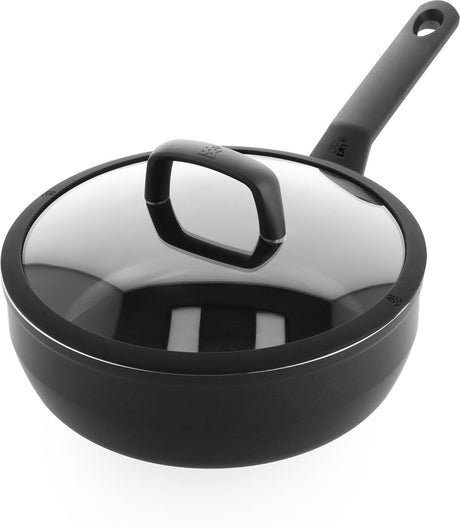 BK Easy Induktionsbratpfanne 24 cm – 3,4 l – PFAs-freie Antihaftbeschichtung – Induktionsbratpfanne – Keramikbratpfanne – ofenfest bis 160 °C – Kaltgriffe – mit Glasdeckel – Schwarz