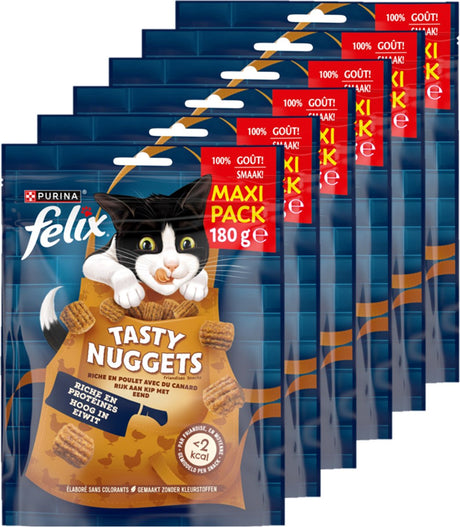 Felix leckere Nuggets - Katzensnack - Katzenleckerlis - Huhn Ente - 6 x 180 g