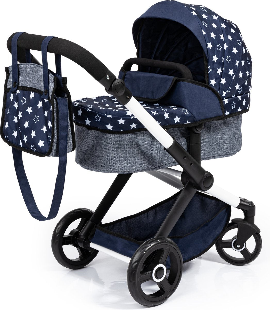 Bayer Design - Kombi-Puppenwagen Xeo, Tasche, Blau, Sterne