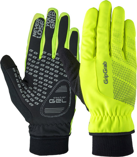 Gripgrab – Ride Hi-Vis winddichte Winter-Fahrradhandschuhe mit Polsterung, gefütterte Thermo-Fahrradhandschuhe – gelbe Hi-Vis – Unisex – Größe M