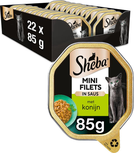 Sheba Katzenfutter – Minifilets – Kaninchen in Soße – Dosen 22 x 85 g