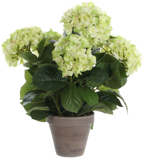Mica decorations hortensia kunstplant in bloempot stan - h45 x ø45 cm - groen