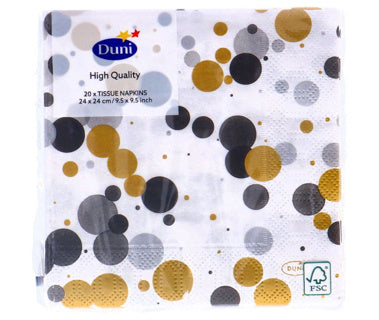 Duni Servietten Festliche Blasen schwarz 24x24 cm | 4 Stück