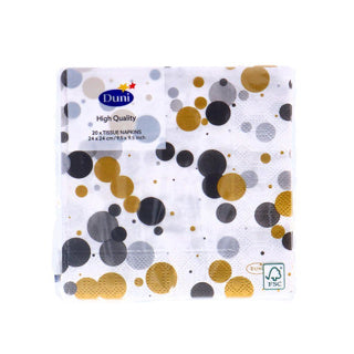 Duni Servietten Festliche Blasen schwarz 24x24 cm | 4 Stück