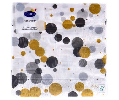 Duni Servietten Festliche Blasen schwarz 33x33 cm | 4 Stück
