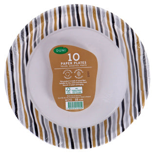 Duni Teller Streifen schwarz gold 22 cm 10 Stück | 4 Stück