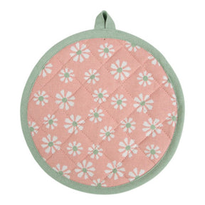 Daisy flowers pannenlap onderzetter rond roze 20cm | 3 stuks