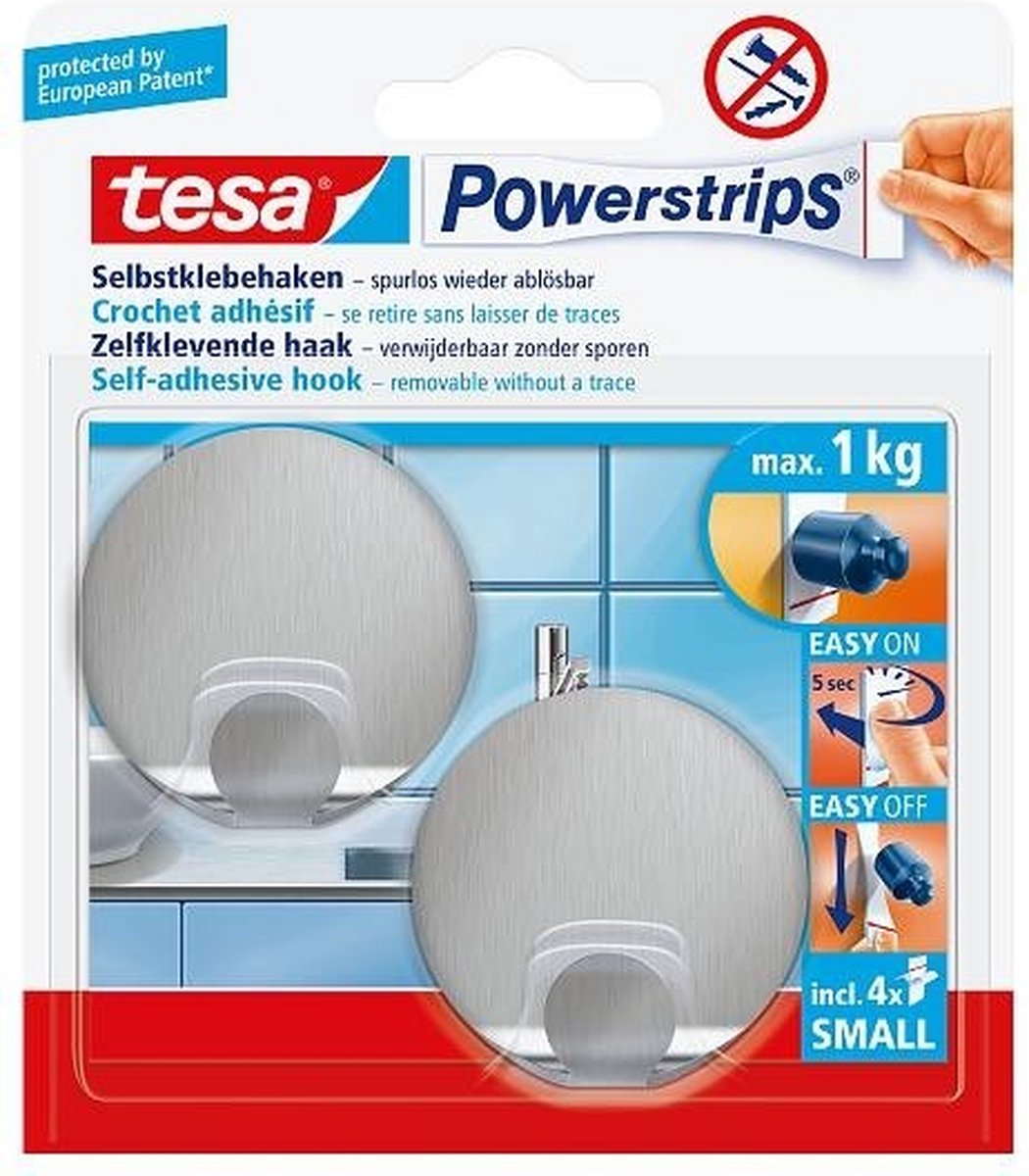 Tesa 1059017 - Steckdosenleisten klein Metall rund | 6 Stück