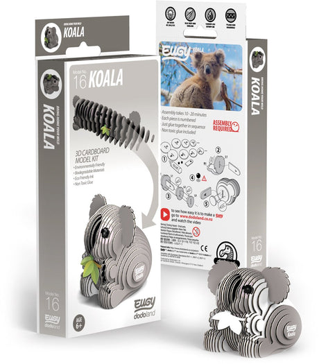 Eugy 3d puzzel - koala - wilde dieren - duurzaam - verzamel ze allemaal - 6 jaar