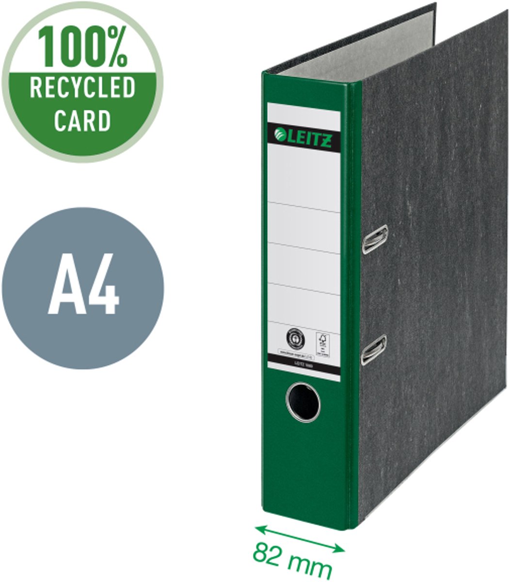 Leitz 180° Ordner Cloudy A4 – 80 mm – 100 % recycelt – grün – 3 Stück