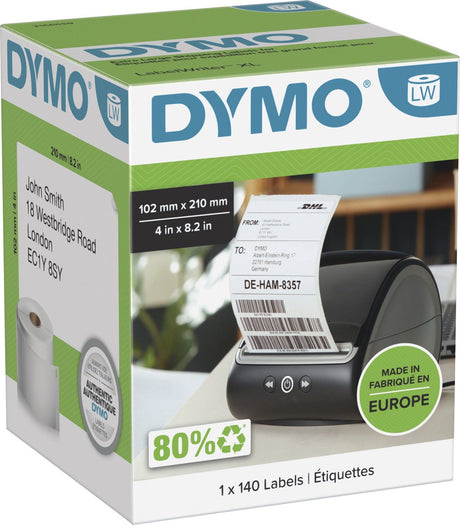 Dymo-Etiketten – für Etikettendrucker Labelwriter 4XL 5XL – 102 mm x 210 mm – 140 Etiketten