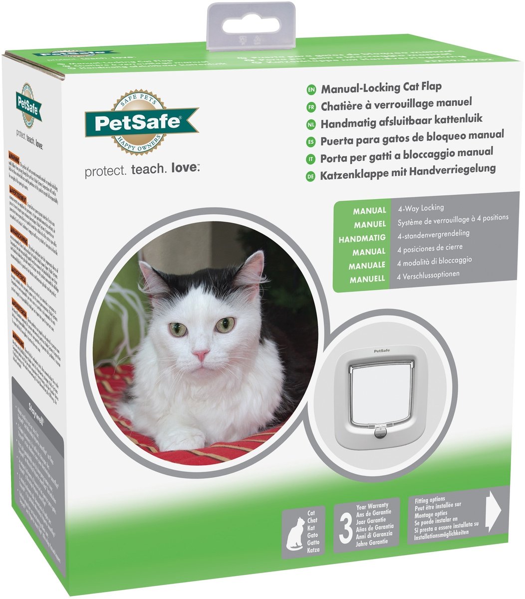 Haustiersicher | Katzenklappe bis 7 kg manuell weiß