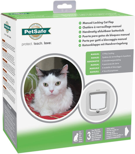 Haustiersicher | Katzenklappe bis 7 kg manuell weiß