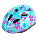 Volare Kinderfahrradhelm – XS – blaue rosa Blumen – 47–51 cm – extra kleines Modell