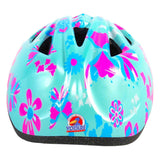 Volare Kinderfahrradhelm – XS – blaue rosa Blumen – 47–51 cm – extra kleines Modell