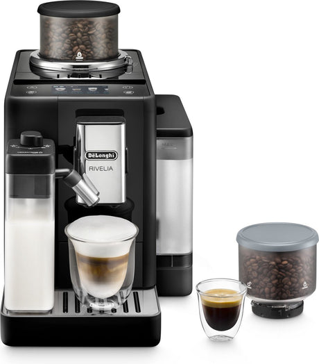 De'longhi de’longhi exam440.55.b, espressomachine, 1,4 l, koffiebonen, gemalen koffie, ingebouwde molen, 1450 w, zwart
