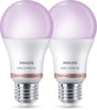 Philips smart lighting - led lamp - gekleurd en instelbaar wit licht - rgb - dimbaar - 2 pack - e27 fitting - standaard lampvorm: a60 - 100w - werkt met de wiz app - wifi