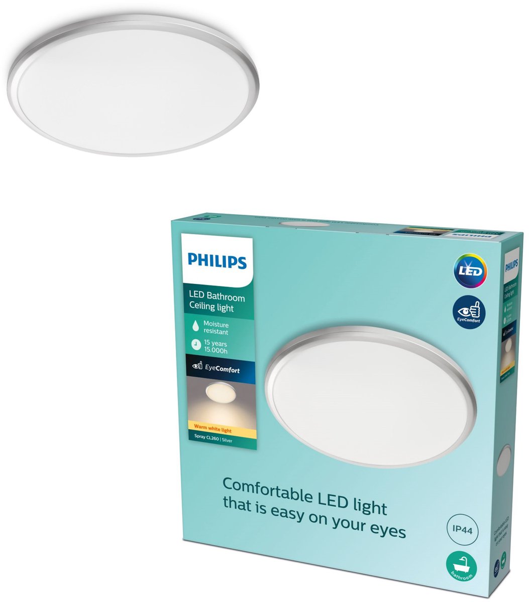 Philips led philips spray badkamerplafonnière - chroom - klein - 12 w