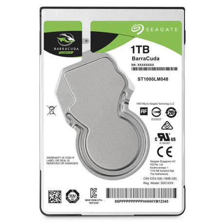 Seagate st1000lm048 Barracuda HDD, 1 TB, 2,5, SATA3 6 Gbit/s, 5400 U/min, 128 MB, 1,7 W