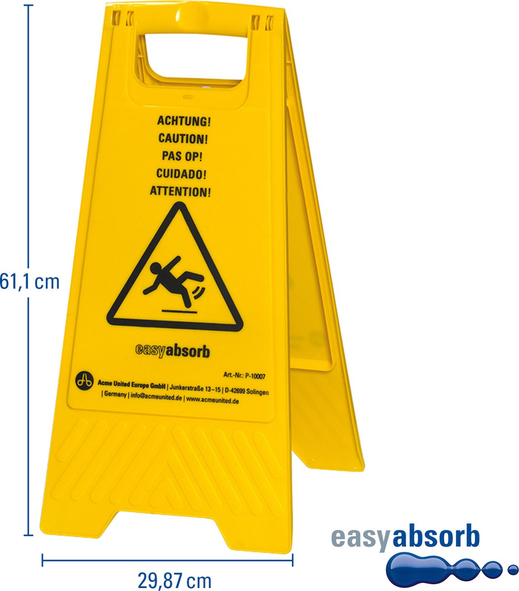 Westcott Warnschild – nasser Boden – leicht absorbierbar – zweiseitig – faltbar – AC-P10007
