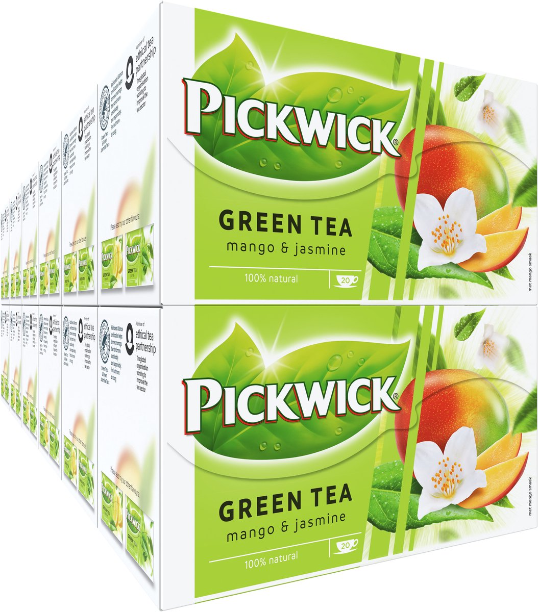 Pickwick Mango-Jasmin-Grüntee – 12 x 20 Teebeutel