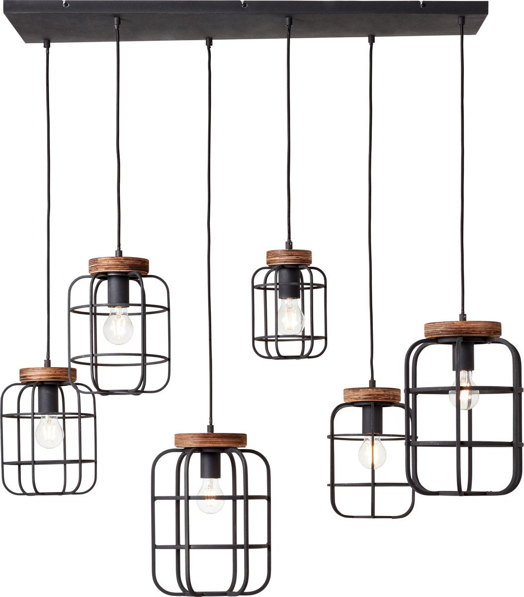 Brilliant Gwen – Hängelampe – E27 max. 6 x 40 W – schwarzes Holz