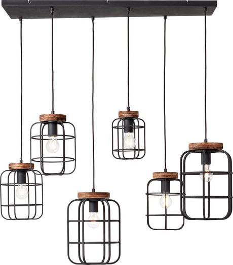 Brilliant Gwen – Hängelampe – E27 max. 6 x 40 W – schwarzes Holz