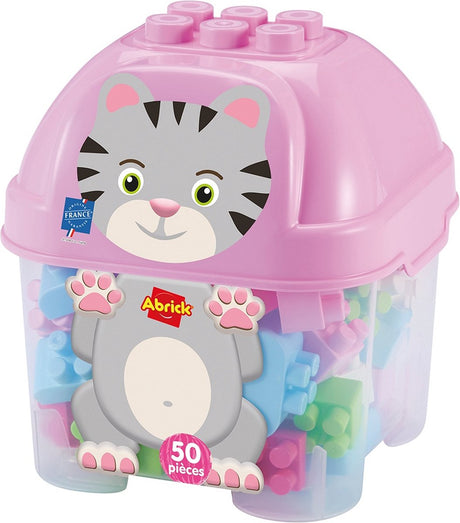 ABRICK -Bausteine Katze in Aufbewahrungsbox, 50dlg.