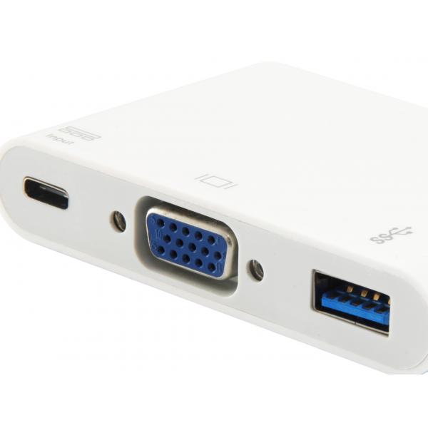 Equip 133462 USB-Typ-C-auf-VGA-Buchse, USB-A-Buchse, PD-Adapter, 1080p, 15 cm, weiß