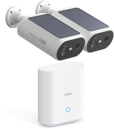 Aosu Solarcam P1 Se – 2 Sicherheitskameras mit 2K-Auflösung – Solarenergie – 2-Wege-Audio – KI