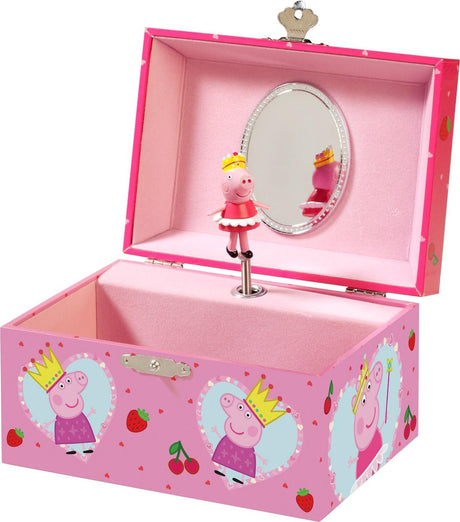 Bambolino Peppa Pig Schmuckkästchen, Schmuckschatulle, Spieluhr – mit rotierender Peppa Ballerina und Spiegel – Junior-Kleinkind- und Vorschulspielzeug ab 3 Jahren – Geschenktipp