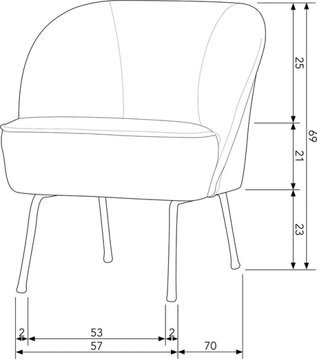 Woood Vogue-Sessel – Leder – Cognac – 69 x 57 x 70