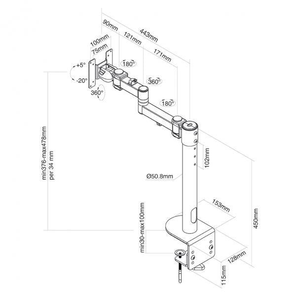 Neomounts FPMA -d960BlackPlus Flachbildschirm Desk Mount (Klemme) hohe Kapazität 10 - 49 Zoll, 2