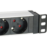 Equip 333309 Deutsche Stromverteilereinheit mit 7 Ausgängen, Überspannungsschutz + Schalter, Typ F, 1,5 mm²