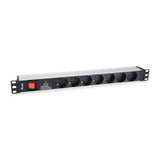 Equip 333309 Deutsche Stromverteilereinheit mit 7 Ausgängen, Überspannungsschutz + Schalter, Typ F, 1,5 mm²