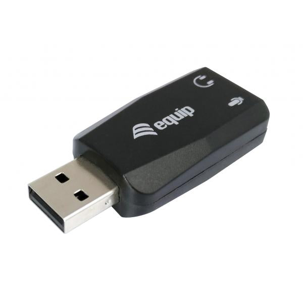 Equip 245320 USB-Audio-Adapter, USB Typ-A, 3,5 mm, 22 mm, 51 mm, 12 mm, schwarz