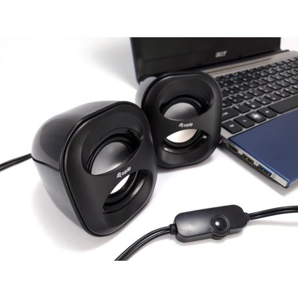Equip 245330 Mini-USB-Lautsprecher, 2.0 Kanäle, kabelgebunden, 3 W, 90 – 20 Hz, 40 o, schwarz