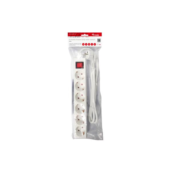 Equip 245552 6-fach Steckdosenleiste mit Schalter, 6x AC-Steckdose(n) für den Innenbereich, Typ F, 1,5 mm², 1,5 m