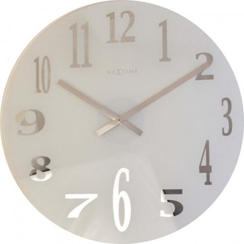 Nexttime Uhr 2472 Spiegelglas, ø43 cm, Wand, weiß