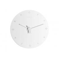Nexttime-Uhr 2989 Jumping Jack, schwarz-weiß kariert, ø35 cm, Wand, weiß