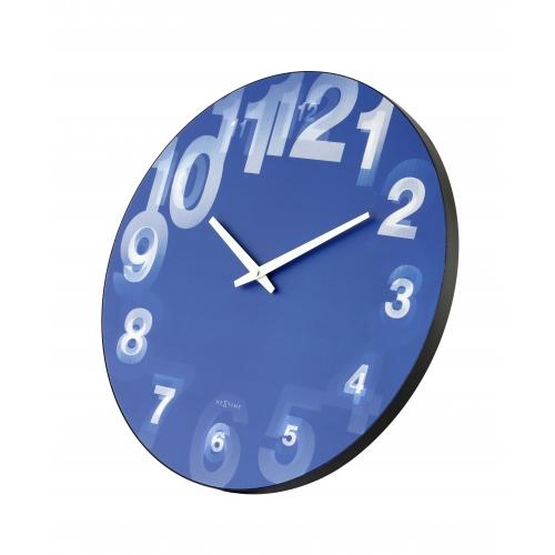 Nexttime Uhr 3077bl 3d, ø39,5 cm, Wand, blau weiß