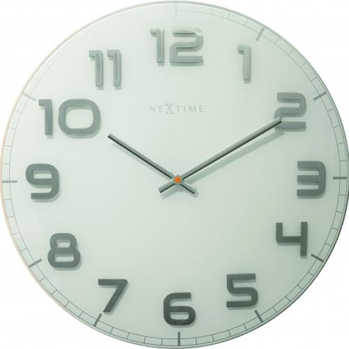 Nexttime Uhr 3105wi edel groß, ø50 cm, Wand, weißgrau