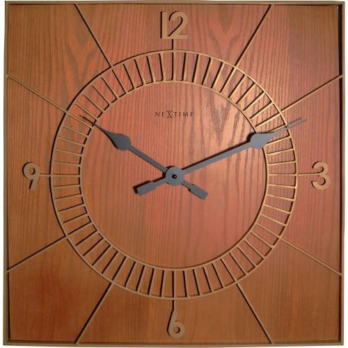Nexttime Uhr 3112br Holz quadratisch, 50x50 cm, Wand, braun